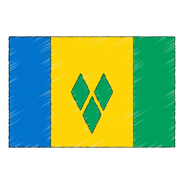 Hand Drawn Sketch Flag Saint Vincent Doodle Style Vector Icon — ストックベクタ