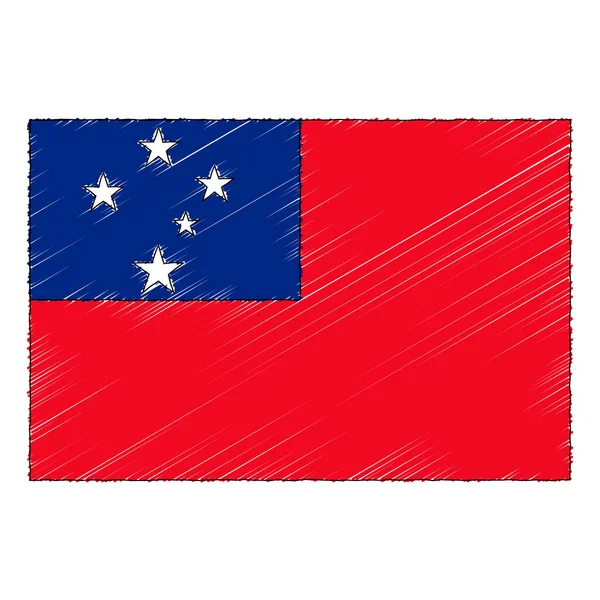 Bandera Dibujada Mano Samoa Estilo Doodle Vector Icono — Archivo Imágenes Vectoriales