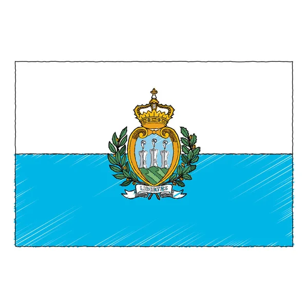 Hand Drawn Sketch Flag San Marino Doodle Style Vector Icon — Vetor de Stock