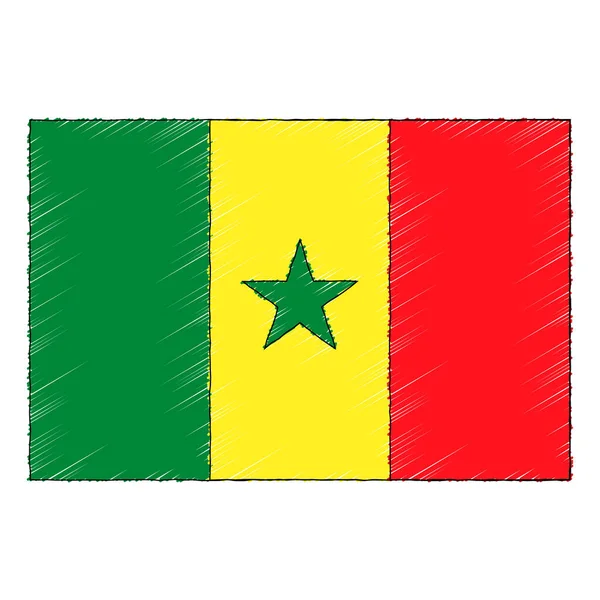 Hand Drawn Sketch Flag Senegal Doodle Style Vector Icon — Stockový vektor