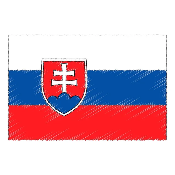 Hand Drawn Sketch Flag Slovakia Doodle Style Vector Icon — Stockvector