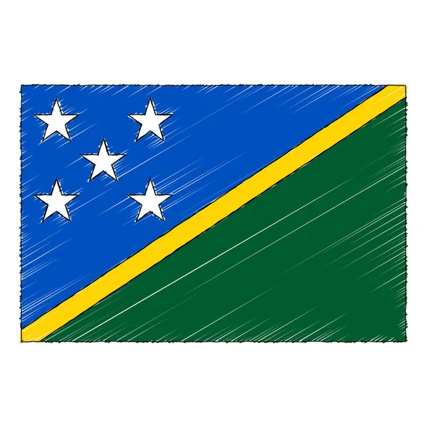 Hand Drawn Sketch Flag Solomon Islands Doodle Style Vector Icon — Stok Vektör