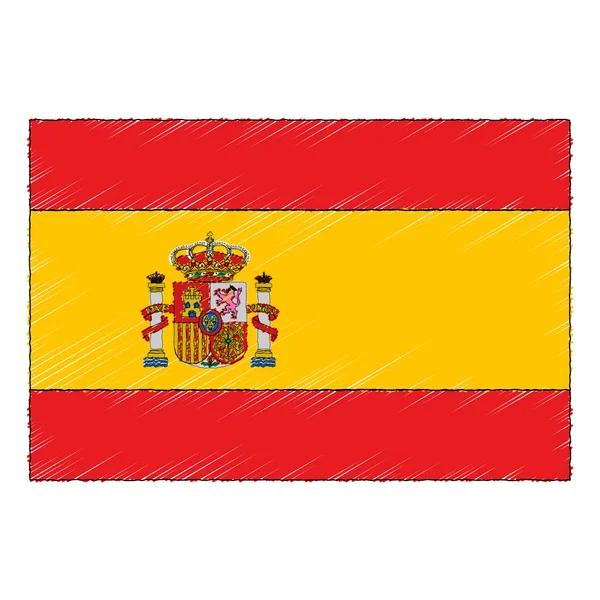 Hand Drawn Sketch Flag Spain Doodle Style Vector Icon —  Vetores de Stock
