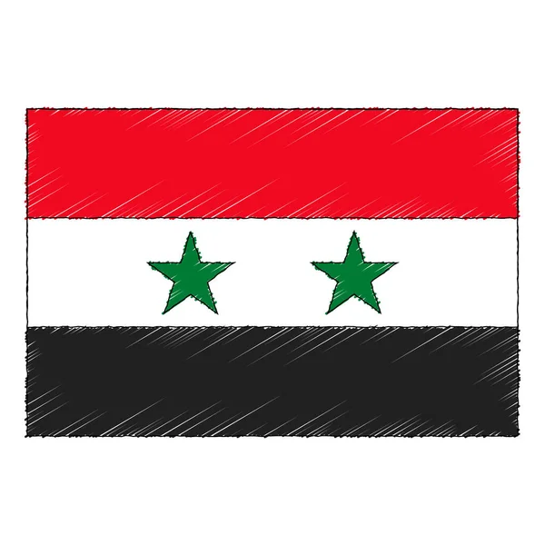 Hand Drawn Sketch Flag Syria Doodle Style Vector Icon — Stockový vektor