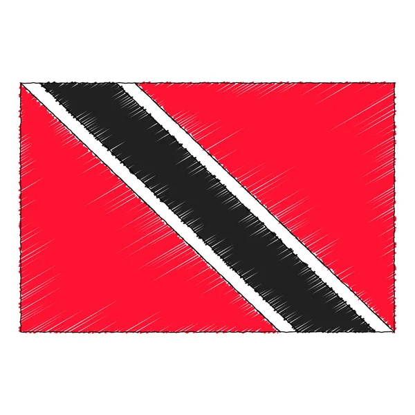 Hand Drawn Sketch Flag Trinidad Tobago Doodle Style Vector Icon — Stok Vektör