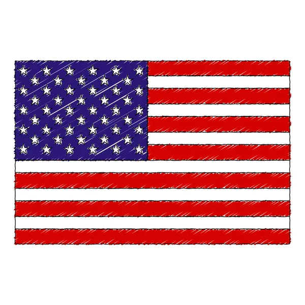 Hand drawn sketch flag of United States. doodle style icon — Stock Vector