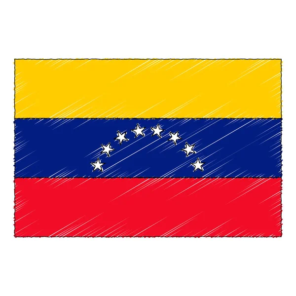 Bandera dibujada a mano de Venezuela. icono de estilo doodle — Vector de stock