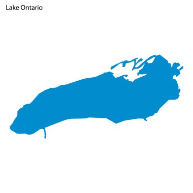 Blue outline map of Ontario Lake, Isolated vector siilhouette on white background