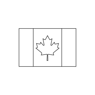 Black outline flag of Canada. Thin line vector icon