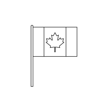 Black outline flag on of Canada. Thin line vector icon