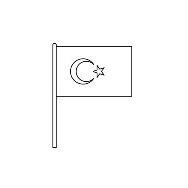 Black outline flag on of Turkey. Thin line vector icon