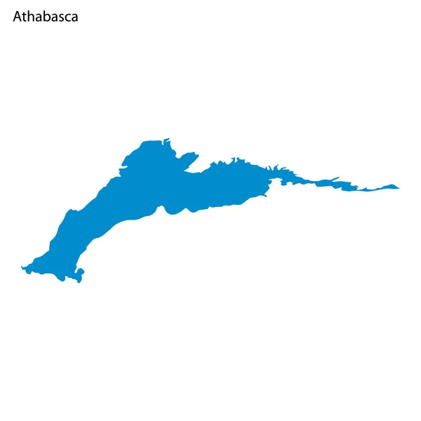 Mapa Contorno Azul Del Lago Athabasca Siilhouette Vectorial Aislado Sobre — Vector de stock