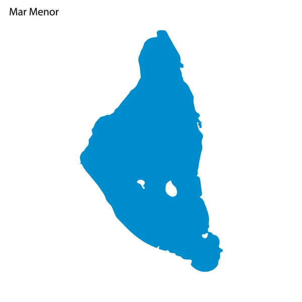 Blue Outline Map Mar Menor Lake Isolated Vector Siilhouette White — Image vectorielle