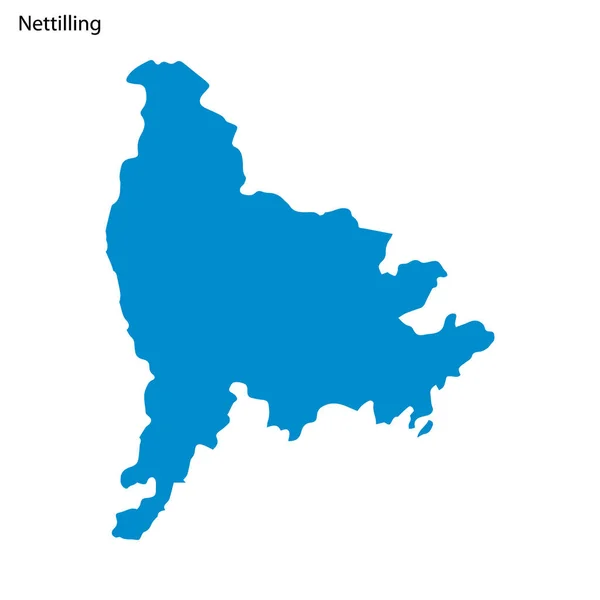 Blue Outline Map Nettilling Lake Isolated Vector Siilhouette White Background — Vetor de Stock