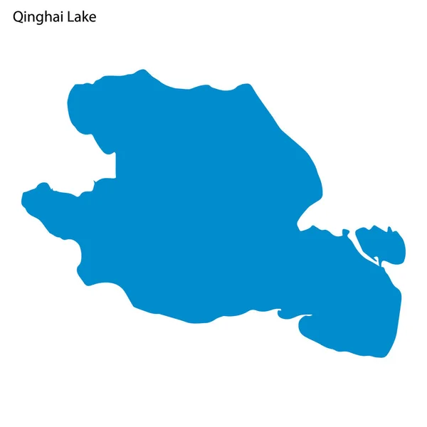 Blue Outline Map Qinghai Lake Isolated Vector Siilhouette White Background — Wektor stockowy