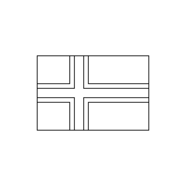 Black Outline Flag Norway Thin Line Vector Icon — стоковый вектор