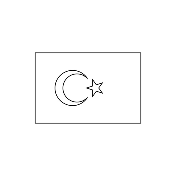 Black Outline Flag Turkey Thin Line Vector Icon — Διανυσματικό Αρχείο