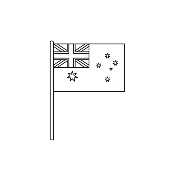 Black Outline Flag Australia Thin Line Vector Icon — Stockvektor