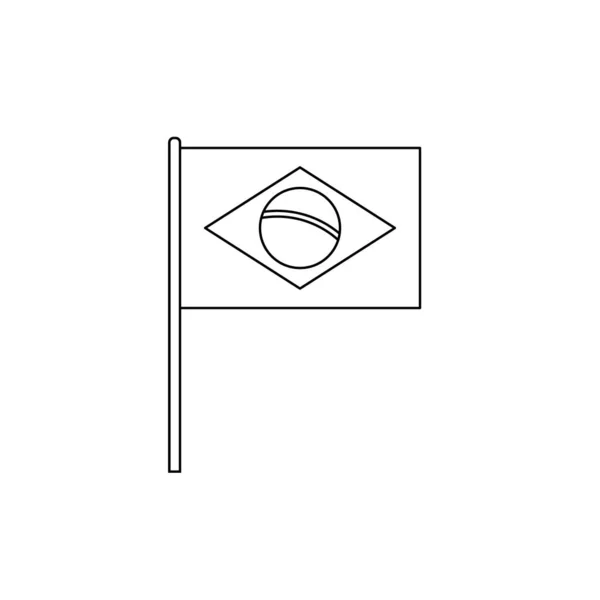 Black Outline Flag Brazil Thin Line Vector Icon — 스톡 벡터