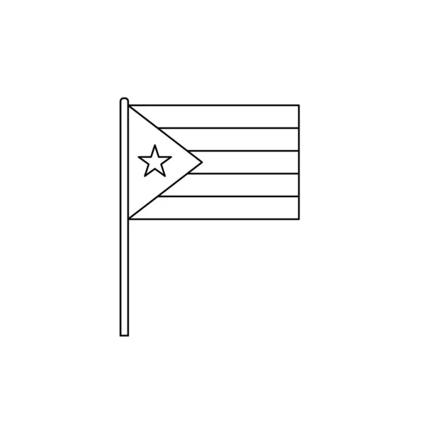 Black Outline Flag Cuba Thin Line Vector Icon — Stok Vektör