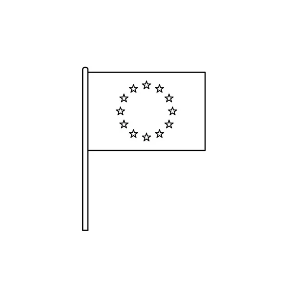 Black Outline Flag European Union Thin Line Vector Icon — Stockový vektor