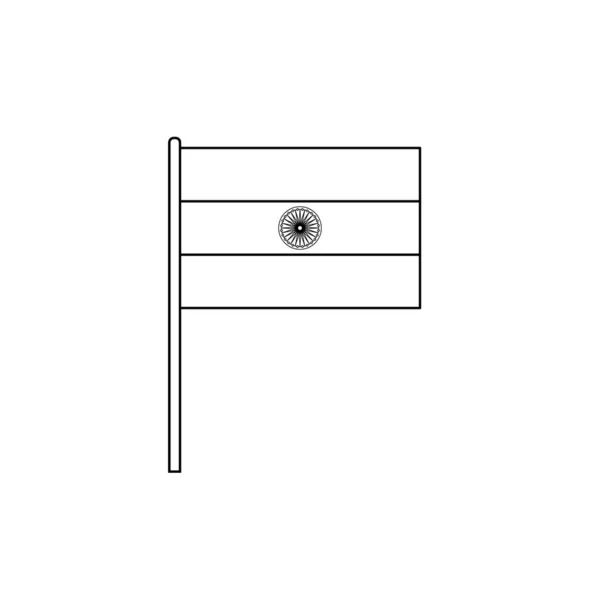 Black Outline Flag India Thin Line Vector Icon — Vector de stock
