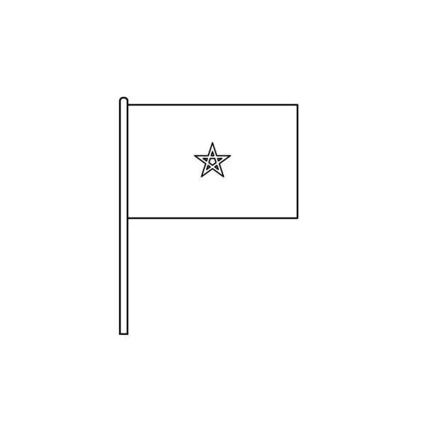 Black Outline Flag Morocco Thin Line Vector Icon — 스톡 벡터