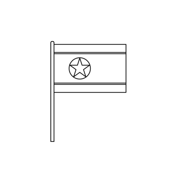 Bandera Negra Corea Del Norte Icono Vector Línea Delgada — Vector de stock