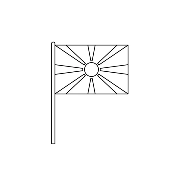 Black Outline Flag North Macedonia Thin Line Vector Icon —  Vetores de Stock