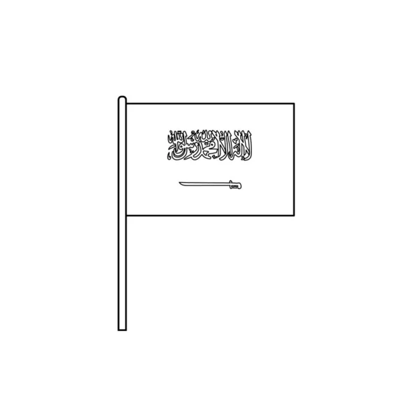 Black Outline Flag Saudi Arabia Thin Line Vector Icon — ストックベクタ