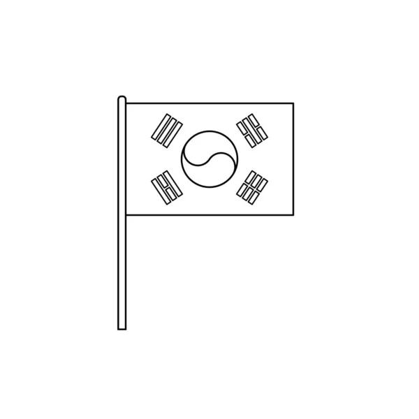 Black Outline Flag South Korea Thin Line Vector Icon — 스톡 벡터