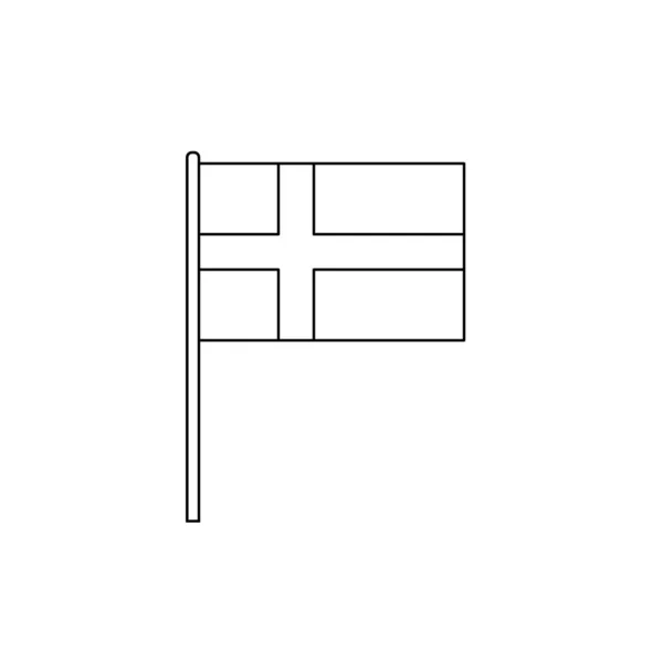 Black Outline Flag Sweden Thin Line Vector Icon — ストックベクタ