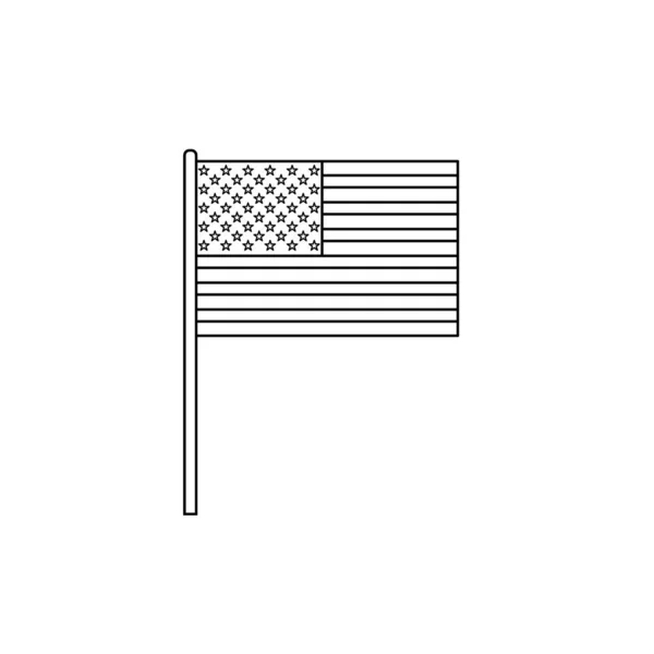 Black Outline Flag United States Thin Line Vector Icon — Stockový vektor