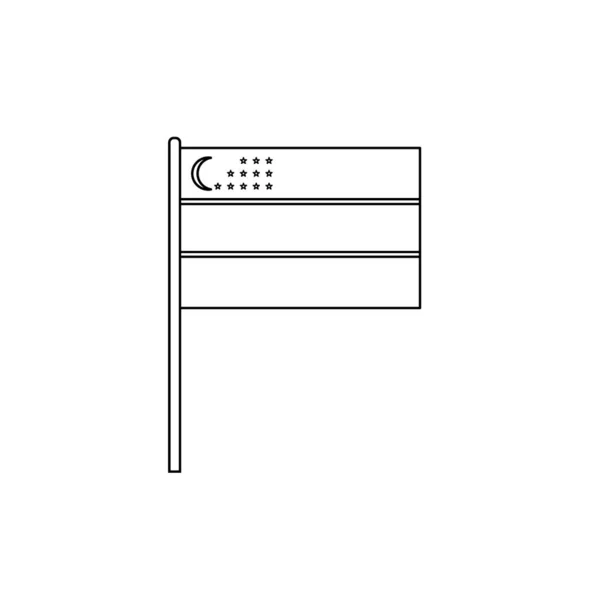 Black Outline Flag Uzbekistan Thin Line Vector Icon — Stockový vektor