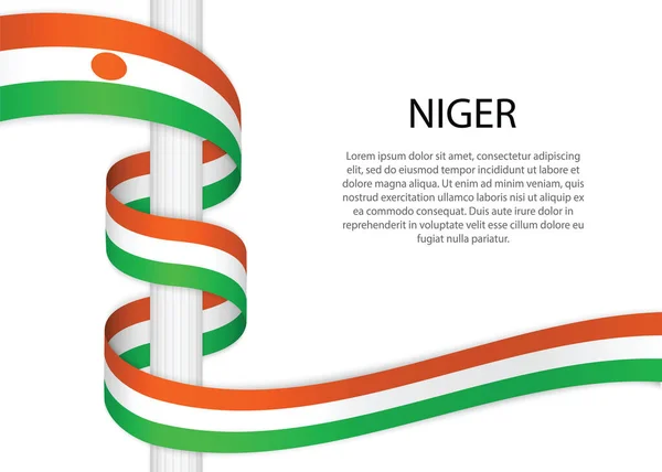 Waving Ribbon Pole Flag Niger Template Independence Day Poster Design — Vector de stock