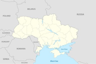Bölgeler arası Ukrayna 'nın siyasi haritası. Tasarımınız için şablon