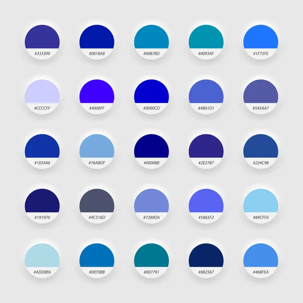 Tons Azul Swatch Paleta Cores Design Estilo Neomorfismo —  Vetores de Stock