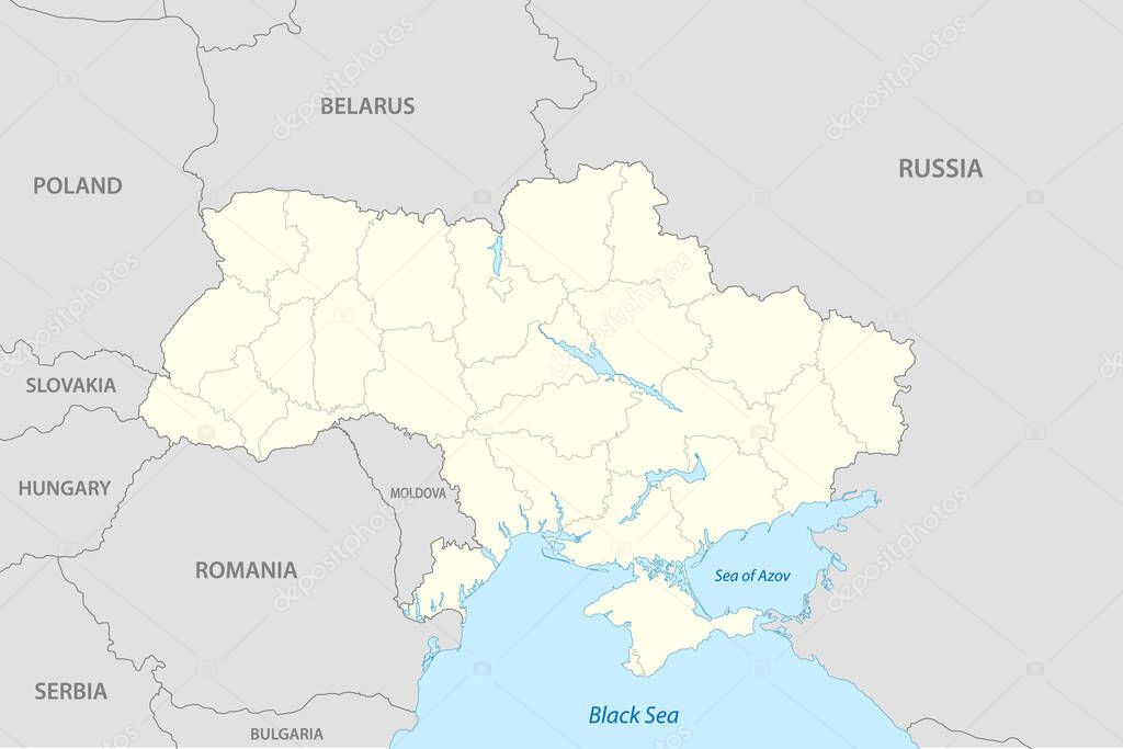 Political map of Ukraine with borders of the regions. template for your design