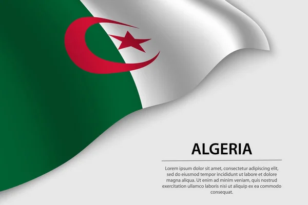 白い背景にアルジェリアの波旗 独立記念日のためのバナーまたはリボンベクトルテンプレート — ストックベクタ