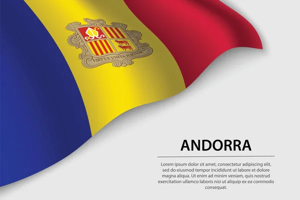 Andorran Aaltolippu Valkoisella Pohjalla Banner Tai Nauha Vektori Malli Itsenäisyyden — vektorikuva