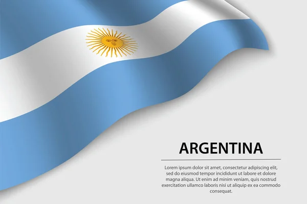 Bandera Ondulatoria Argentina Sobre Fondo Blanco Plantilla Vector Banner Cinta — Vector de stock