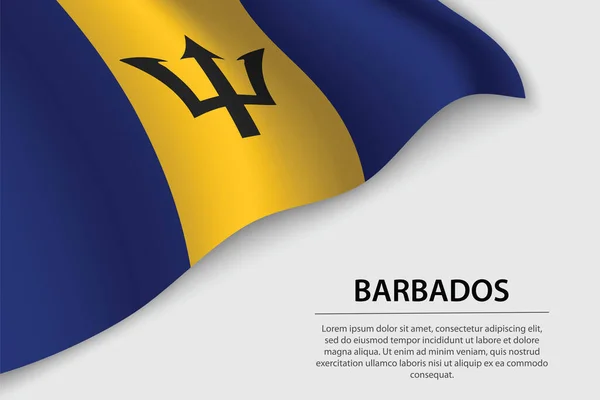 Zwaai Met Vlag Van Barbados Witte Achtergrond Banner Lintvector Sjabloon — Stockvector