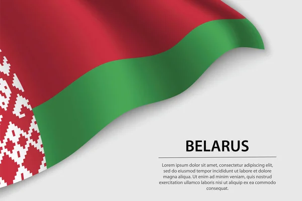 Bandera Ondulada Belarús Sobre Fondo Blanco Plantilla Vector Banner Cinta — Archivo Imágenes Vectoriales