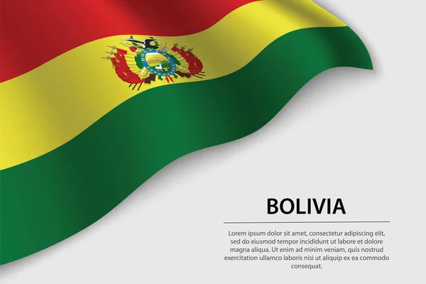 Hullámzó Zászló Bolívia Fehér Háttérrel Banner Vagy Szalag Vektor Sablon — Stock Vector