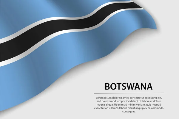 Hullámzó Zászló Botswana Fehér Alapon Banner Vagy Szalag Vektor Sablon — Stock Vector