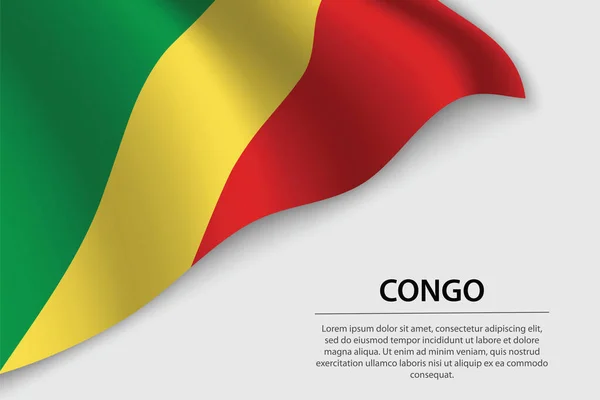 Beyaz Arka Planda Kongo Nun Dalga Bayrağı Bağımsızlık Günü Için — Stok Vektör