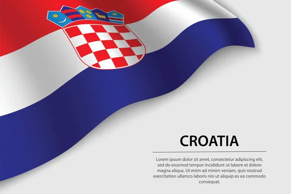 Bandeira Onda Croácia Fundo Branco Modelo Vetor Faixa Fita Para — Vetor de Stock