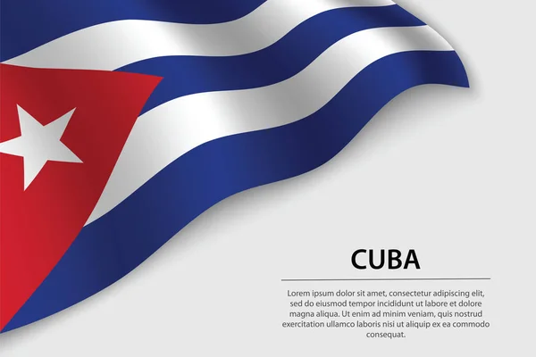 Κυματιστή Σημαία Της Κούβας Λευκό Φόντο Πρότυπο Διάνυσμα Banner Κορδέλας — Διανυσματικό Αρχείο