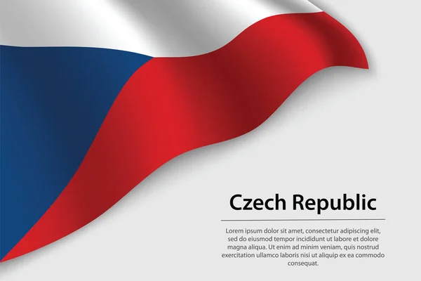白い背景にチェコ共和国の波旗 独立記念日のためのバナーまたはリボンベクトルテンプレート — ストックベクタ