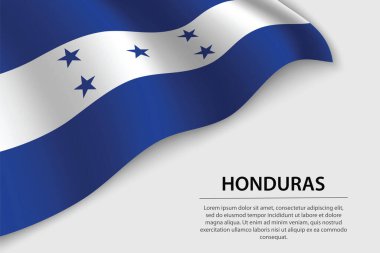 Beyaz arka planda Honduras 'ın dalga bayrağı. Bağımsızlık Günü için bayrak veya kurdele vektör şablonu